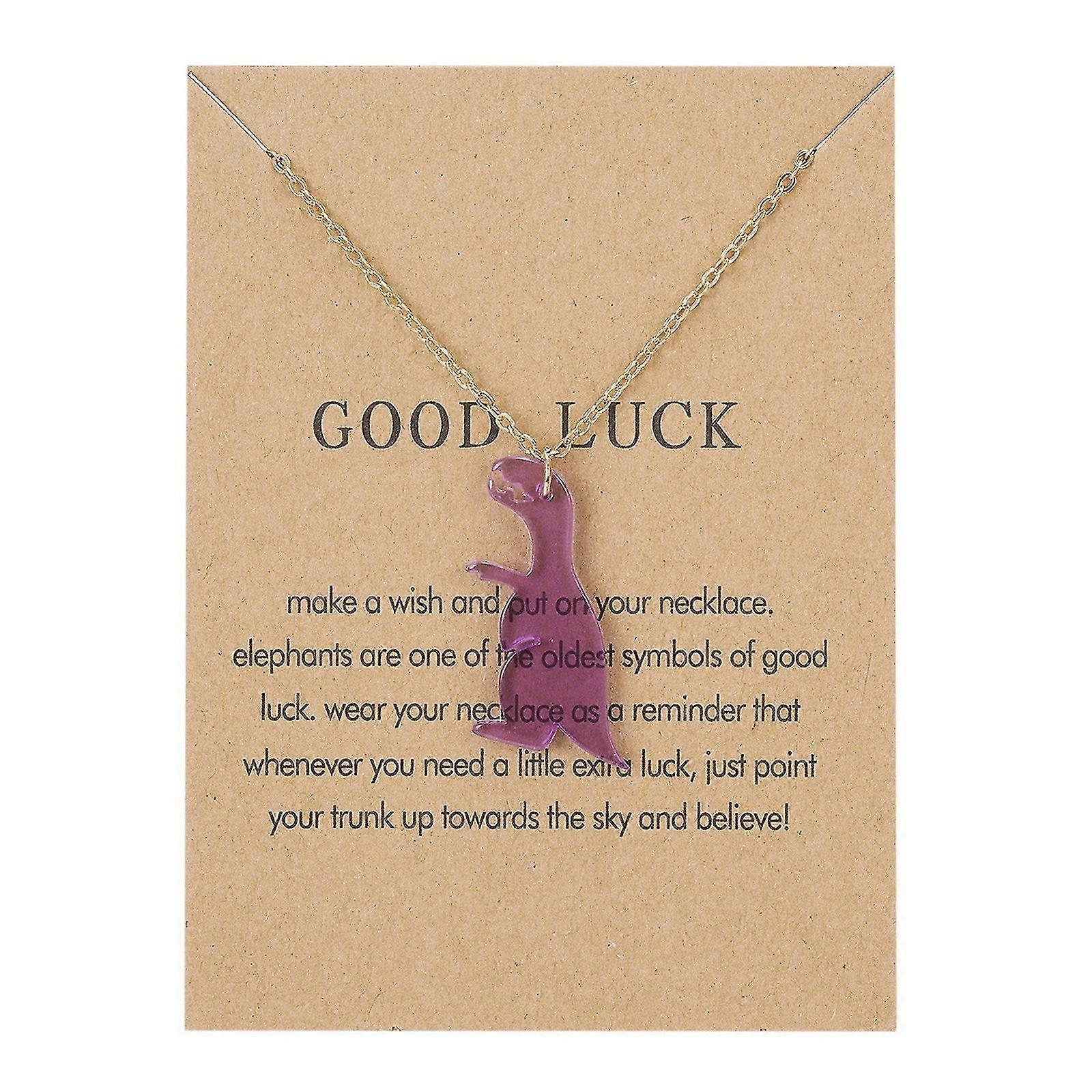 Multicolor Dinosaur Pattern Transparent Acrylic Blessing Paper Card Necklace