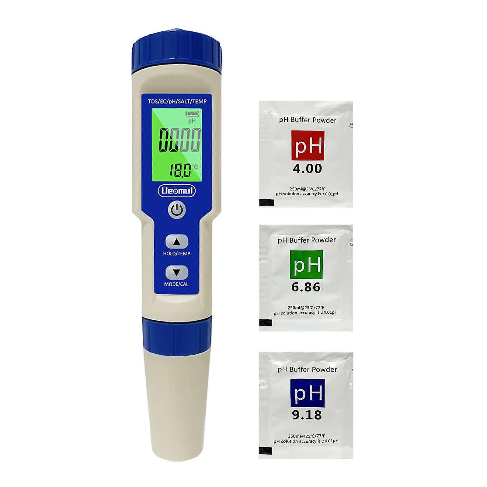 Digital PH Meter 5 in 1 TDS EC Salinity Content Temperature pH Tester High Precision Waterproof IP67 Multiparameter
