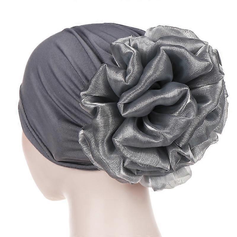 Womens Turban Flower Knot Hat Scarf Hijab Chemo Head Wrap Cap(1pcs,gray)