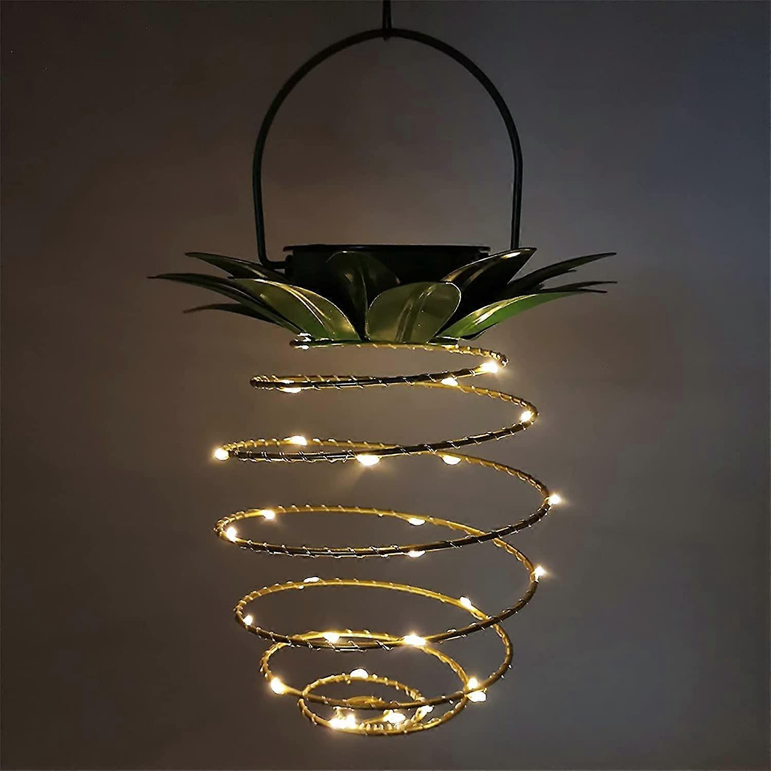 1 Pcs Hanging Spiral Solar Lights, Garden Pineapple Lantern