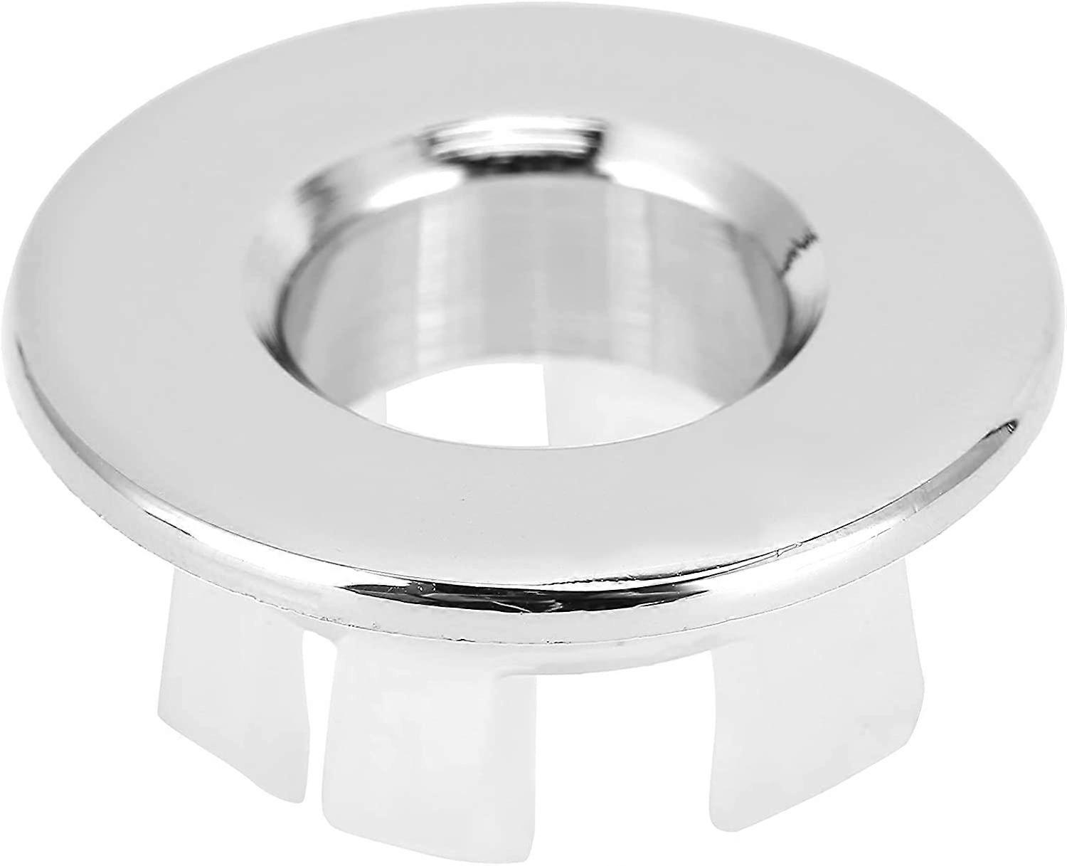 Sink Overflow Ring, Brass Round Overflow Cover, Insert In The Hole, Bathroom Kitchen Sink Replacement Parts, (Silver)