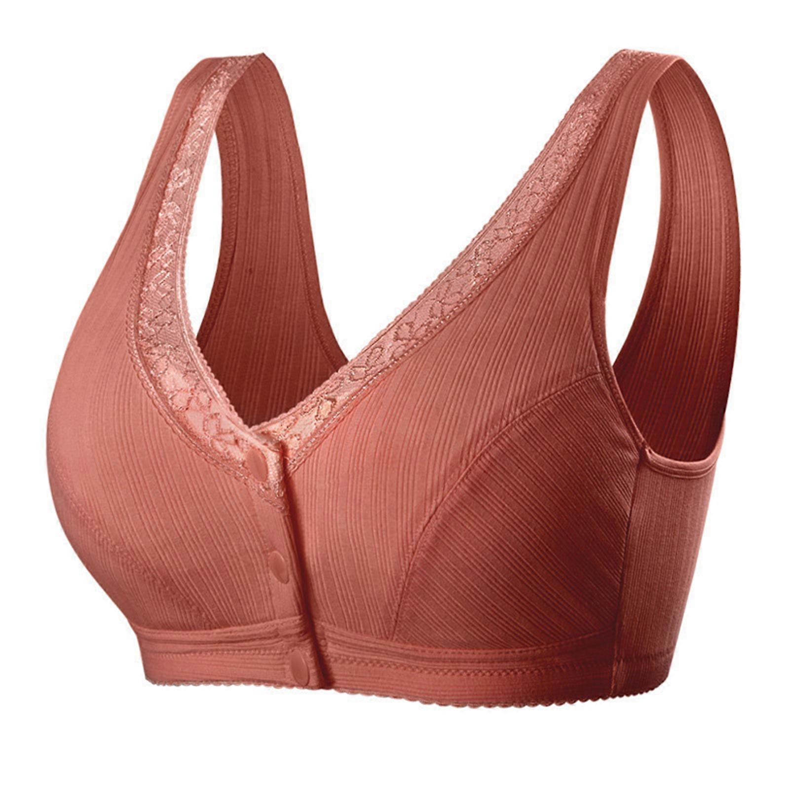 Comfortable Cotton Large Size Bra with Front Button Wireless Underwear Womens Breathable Seamless