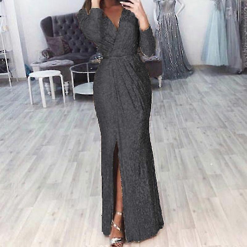 Women's Sequin Party Dress with Deep V Neck