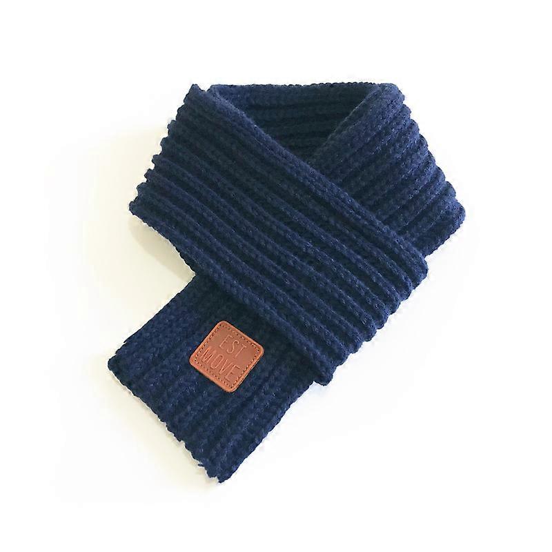 Kids Knitted Neck Scarf Winter Thermal Soft Long Scarves blue
