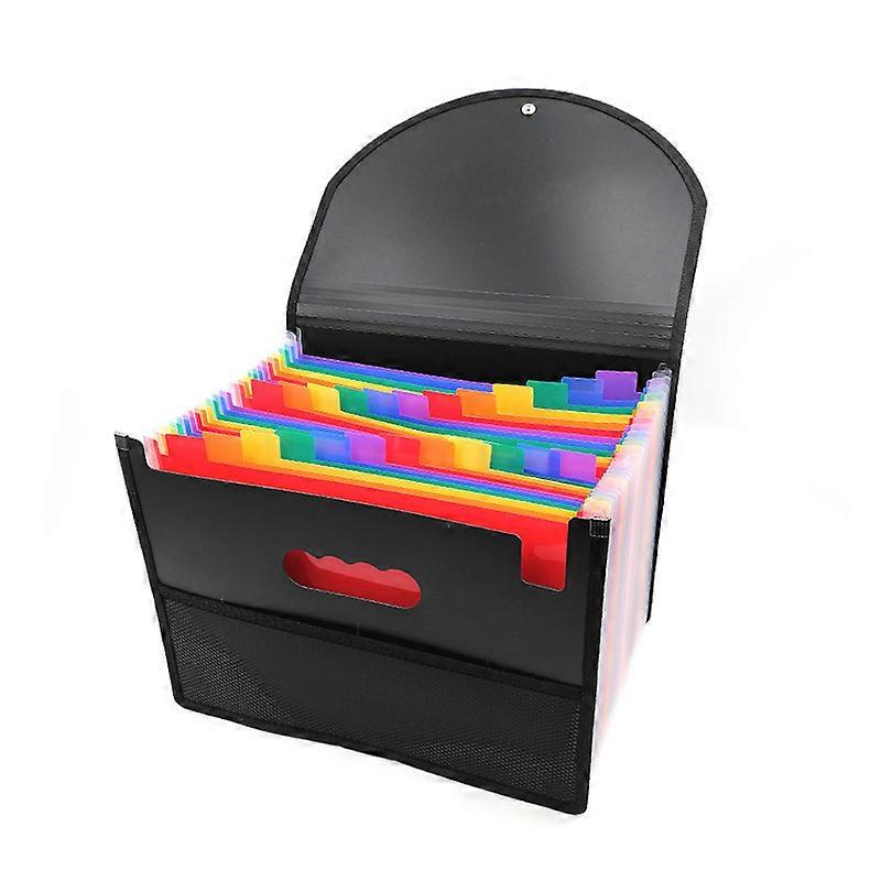 1 Black Mesh Bag Storage Paper Sorter 25 Compartments, A4 Document Sorter with Lid, Portable Plastic Suitcase Accordion Sorter, Accordion File Folder 