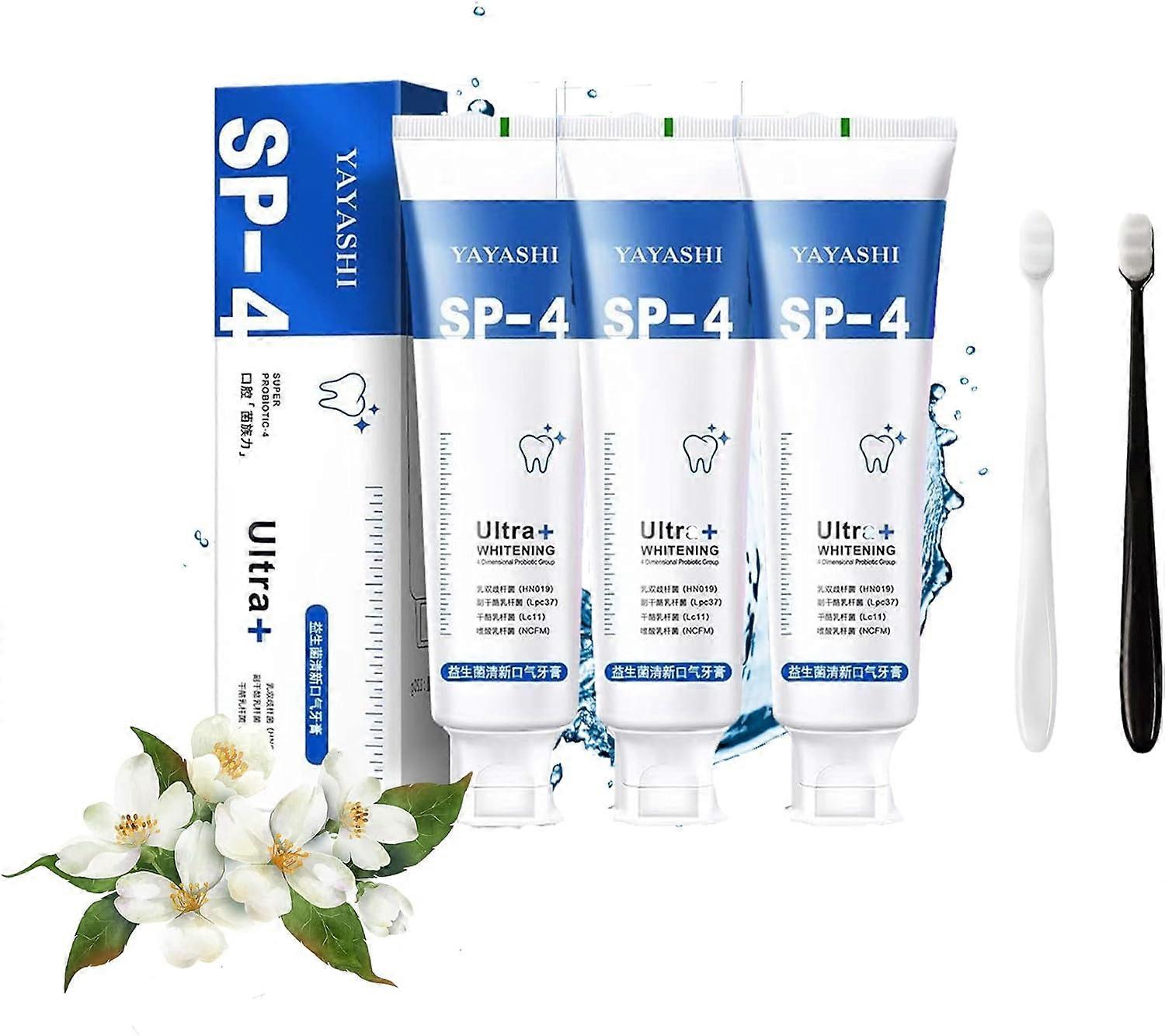 Sp-4 Probiotic Toothpaste, 3 Pcs SP-4 Toothpaste for Women and Men, Natural Tooth Whitener, All Smiles -Brightening & Stain Removing Toothpaste