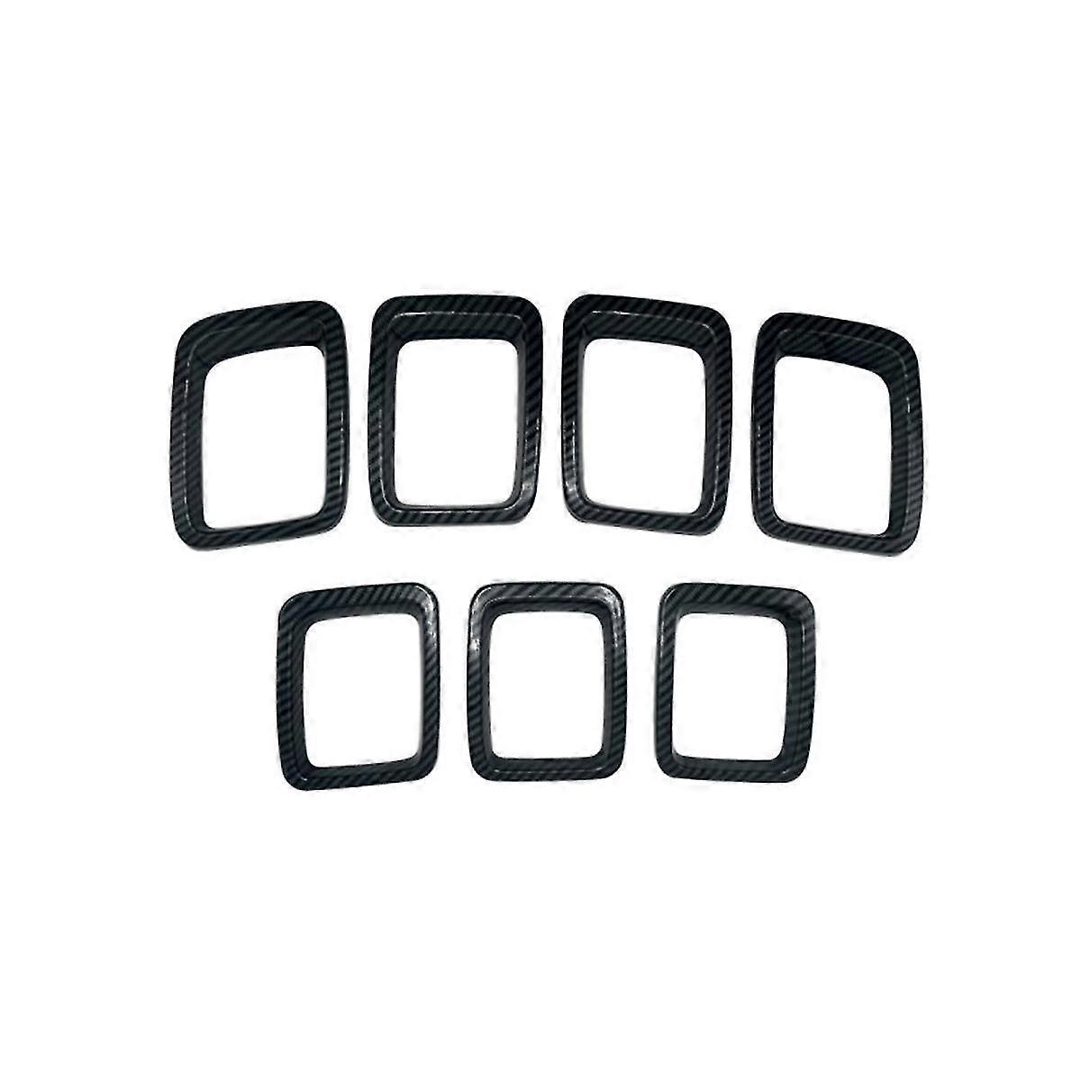 Car Carbon Fiber Front Grill Mesh Inserts Rings Covers Trim Inserts Kit For Compass Mp 2017 2018 20