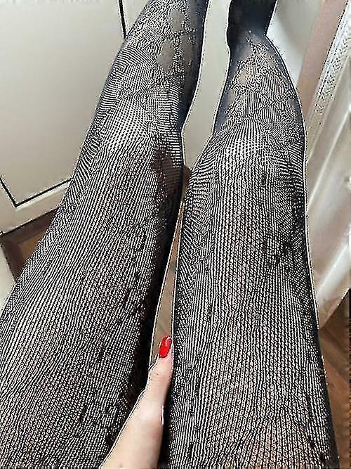 Hosiery Flocking Tights Gauze Transparent Fish Net Womens Stockings