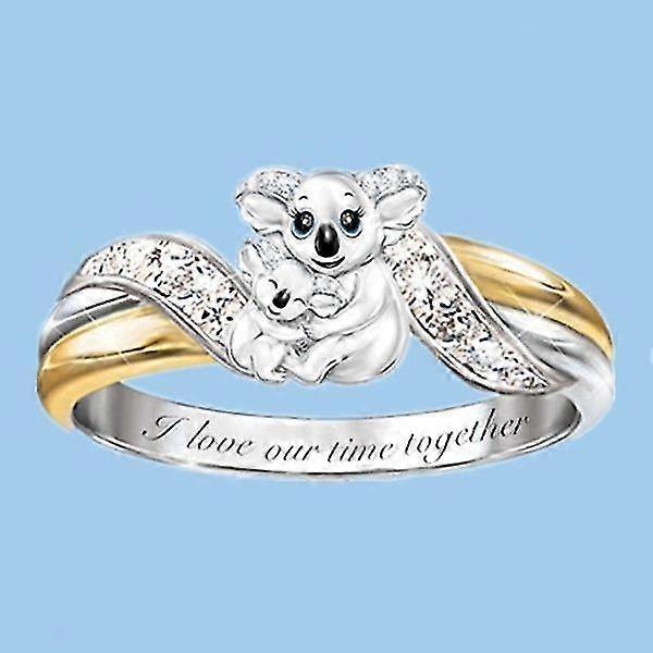 Bague bicolore parent-enfant ours J'aime notre temps ensemble