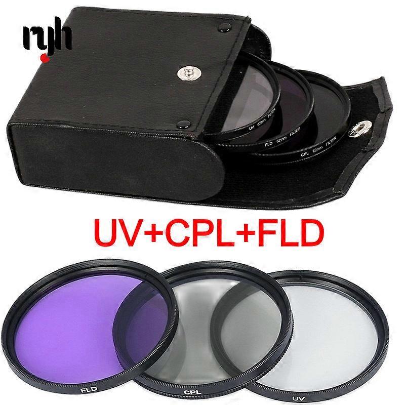 49MM 52MM 55MM 58MM 62MM 67MM 72MM 77MM UV+CPL+FLD 3 in 1 Lens Filter Set with Bag for Cannon Nikon Sony Pentax Camera Lens