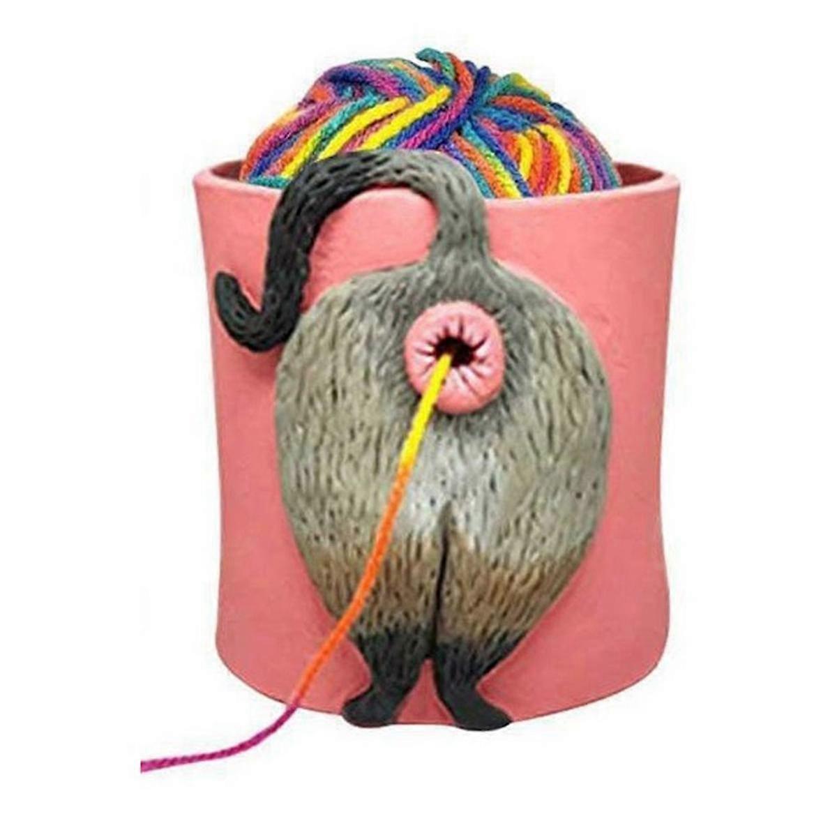 القط غزل السلطانية العمل الفني مع هول الغزل الكروشيه سلة الحياكة موزع حامل الغزل لغرفة نوم سطح المكتب C