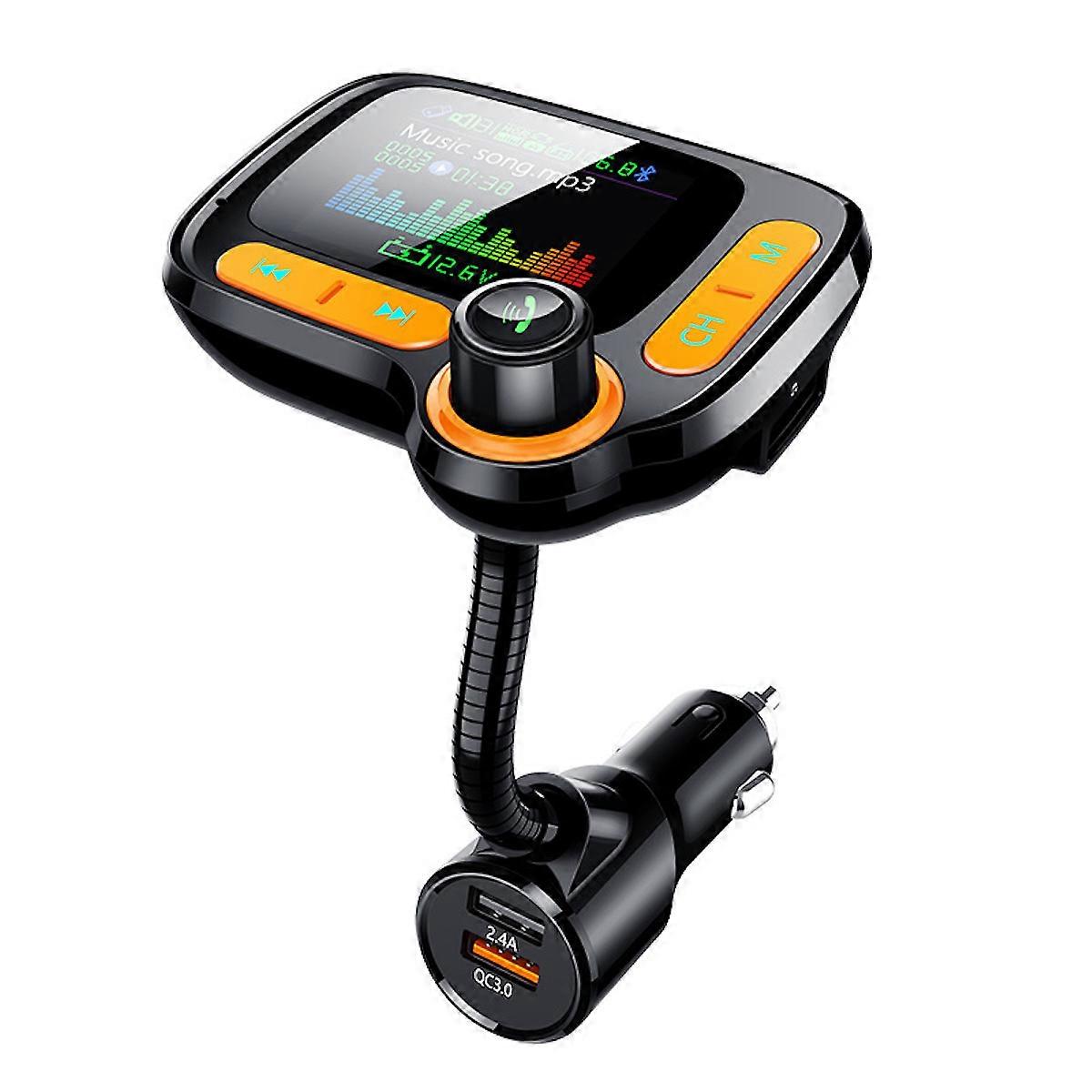 Wireless Car FM Transmitter Support Hands free Calling with Dual USB Charging Port Bluetooth MP3 Player with Large Color LED Screen