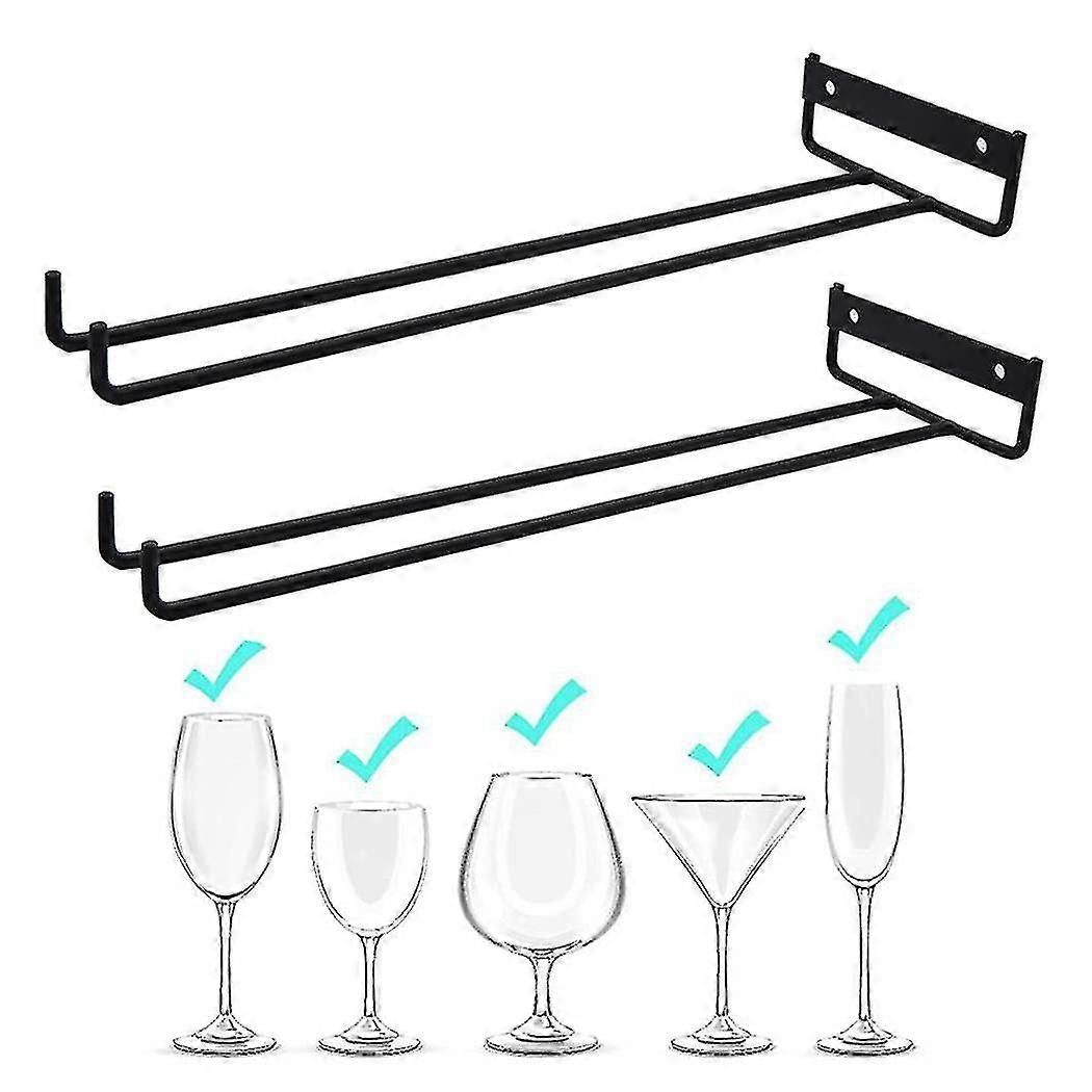 2st Single Row Goblet Wine G Lass Holder, Väggmonterad Vinglashållare Förvaring30cm