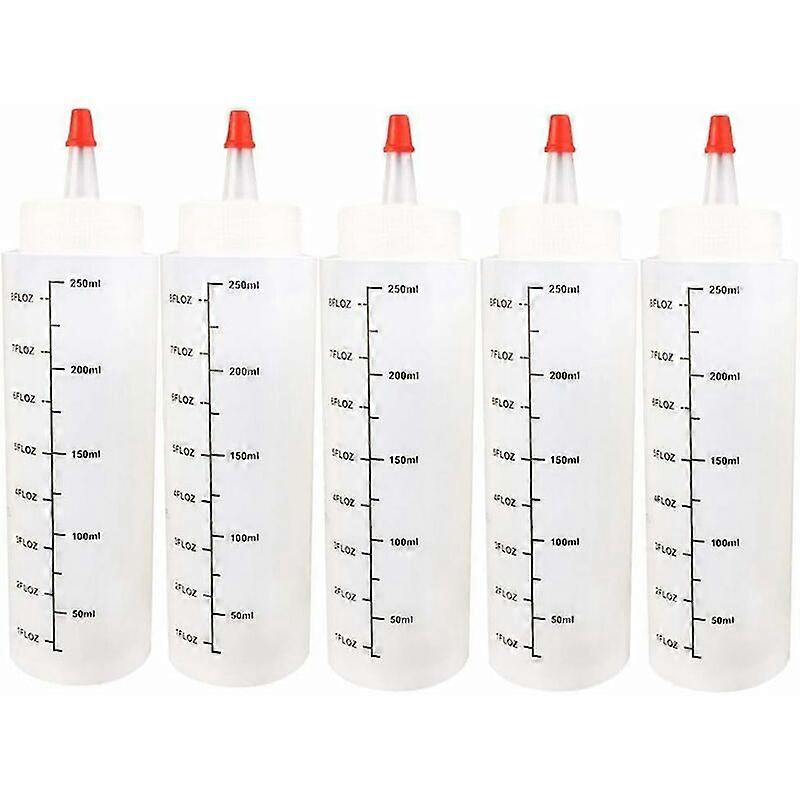5pcs 250ml Dropper Bottles Liquid Bottles Plastic Empty Vial with Scale Squeeze with Leak-Proof Cap Sauce for e-liquids, DIY Craf