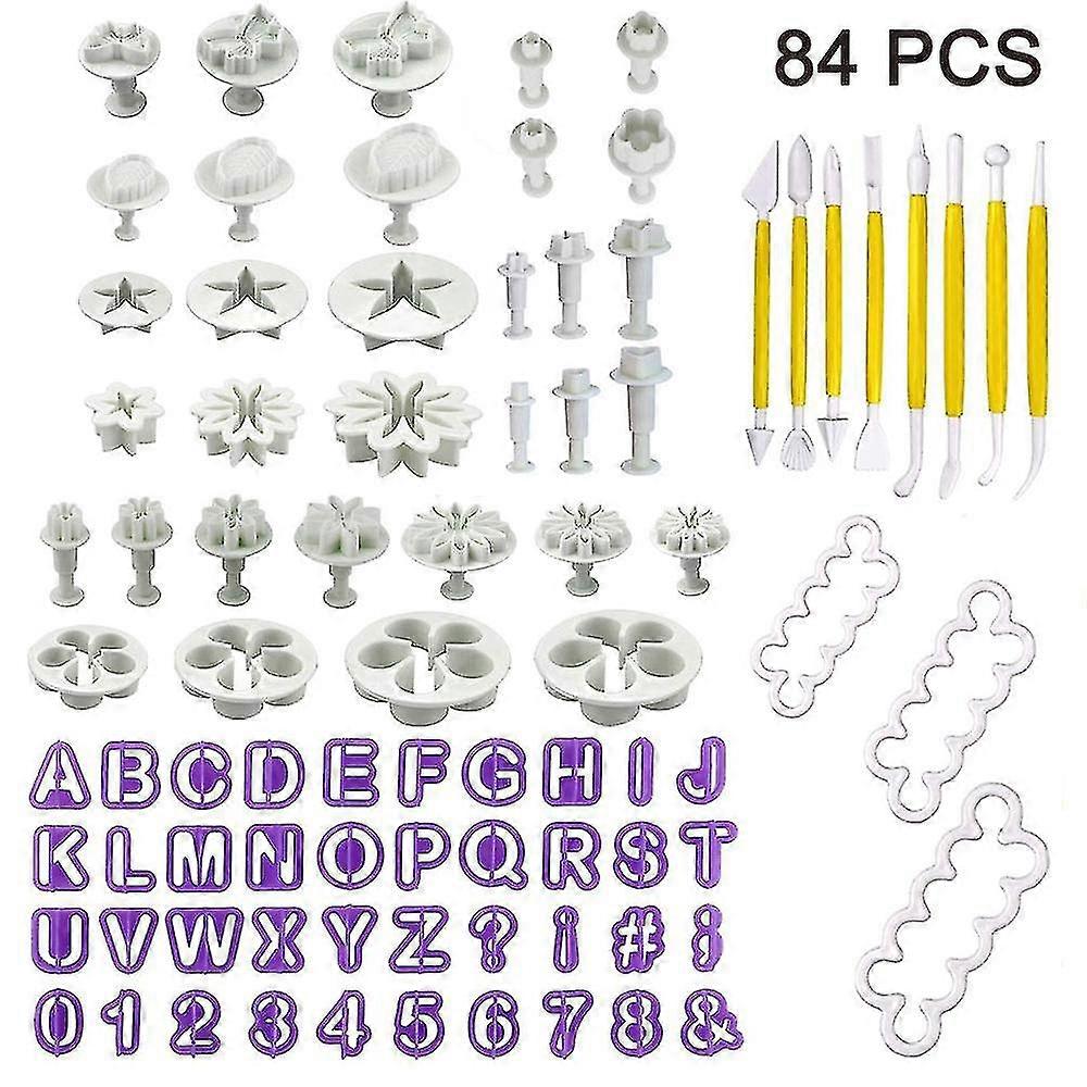 84pcs Cake Tools Flower Fondant Cake Decorating Kit Cutter Tool