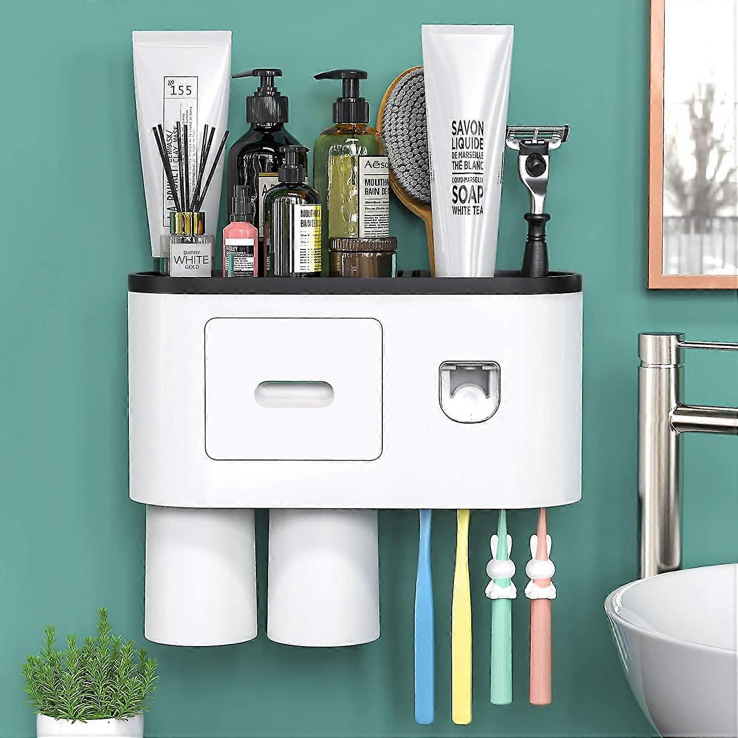 Bathroom Toothbrush Holder Wall-mounted Automatic Toothpaste Dispenser-electric Toothbrush