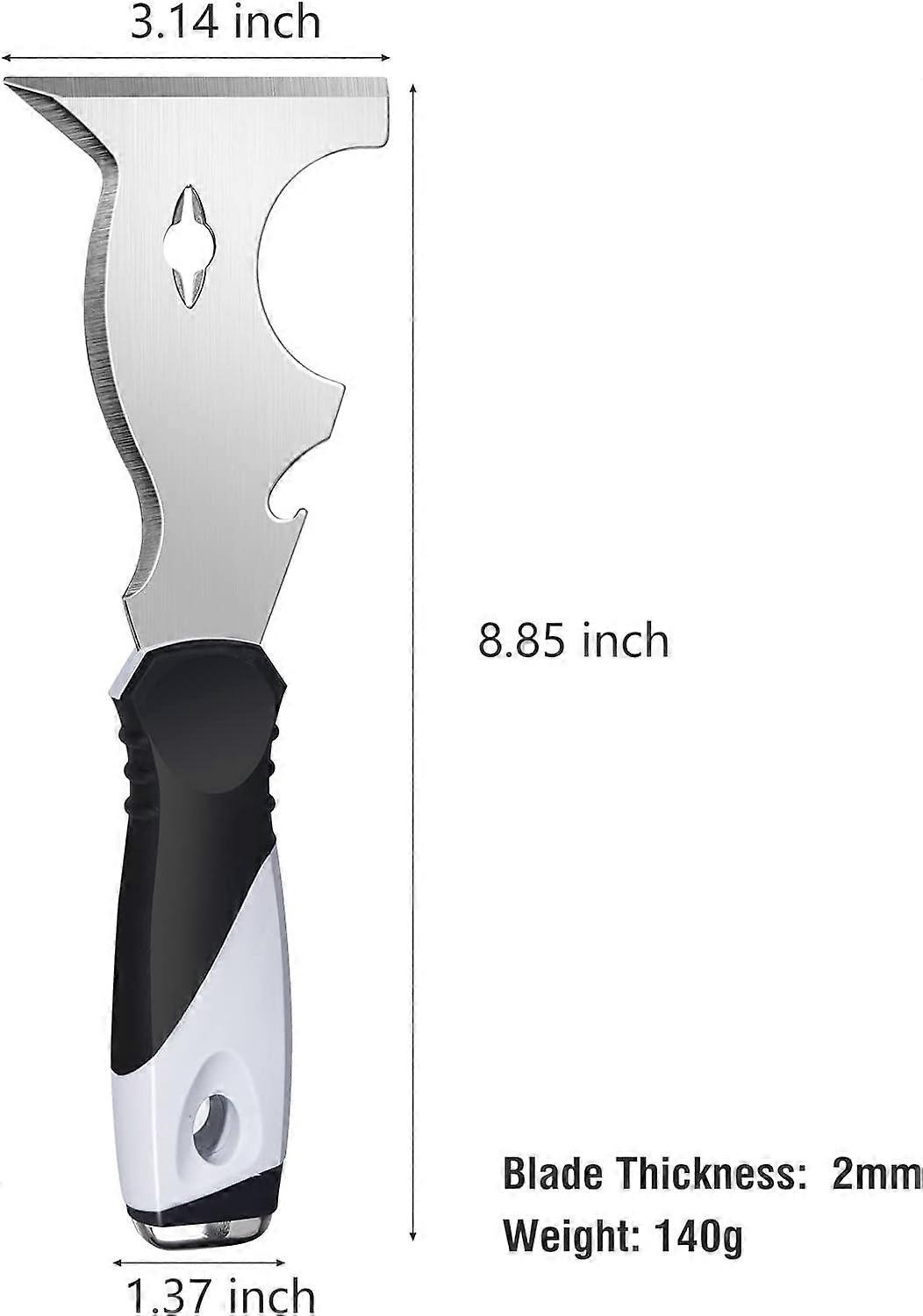 Paquet de 2, grattoir à peinture 10 en 1 couteau à mastic outil de peintre polyvalent, couteau à ruban, outil de grattoir à peinture pour bois, grattoir en métal avec extrémité de marteau
