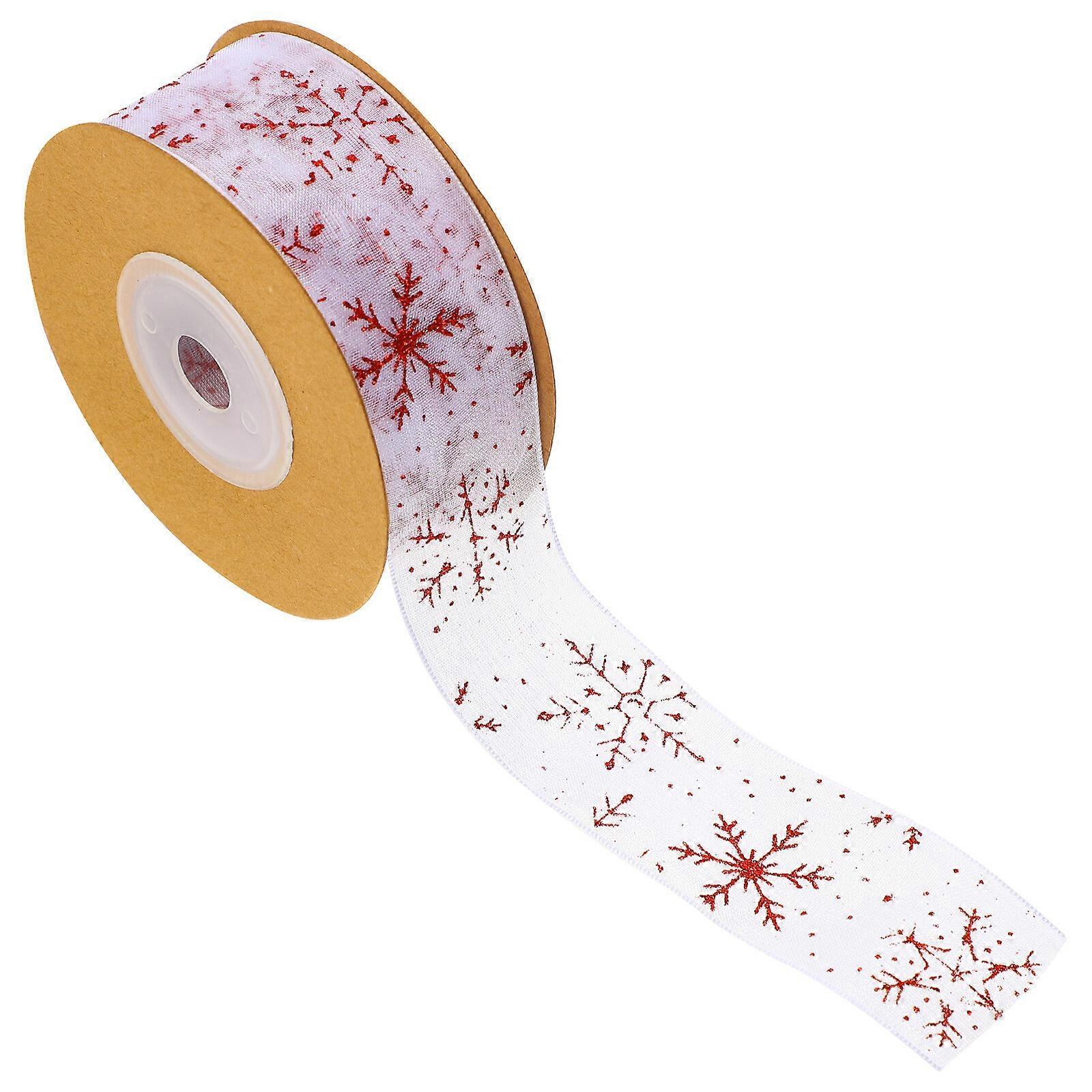1 Roll of Christmas Ribbons Snowflake Patterns Decorative Ribbons DIY Xmas Gift Box Banquet Ribbons