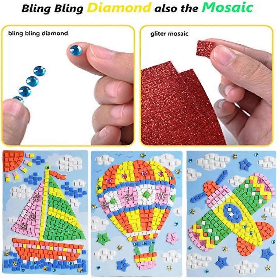 12PCS Mosaic Sticker Art Kits For Kids - Sunflower, Rocket, Robot & More DIY Crafts