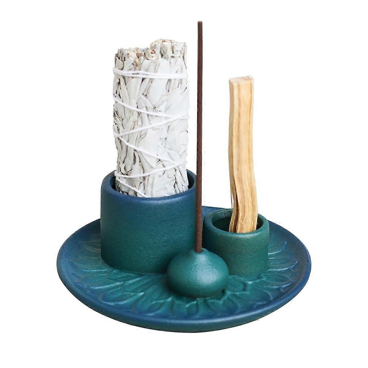 Sticks Holder, Multi-Purpose Handmade Incense Burner for Incense Sticks, Sage Holder for Burning, Ash Catcher Tray