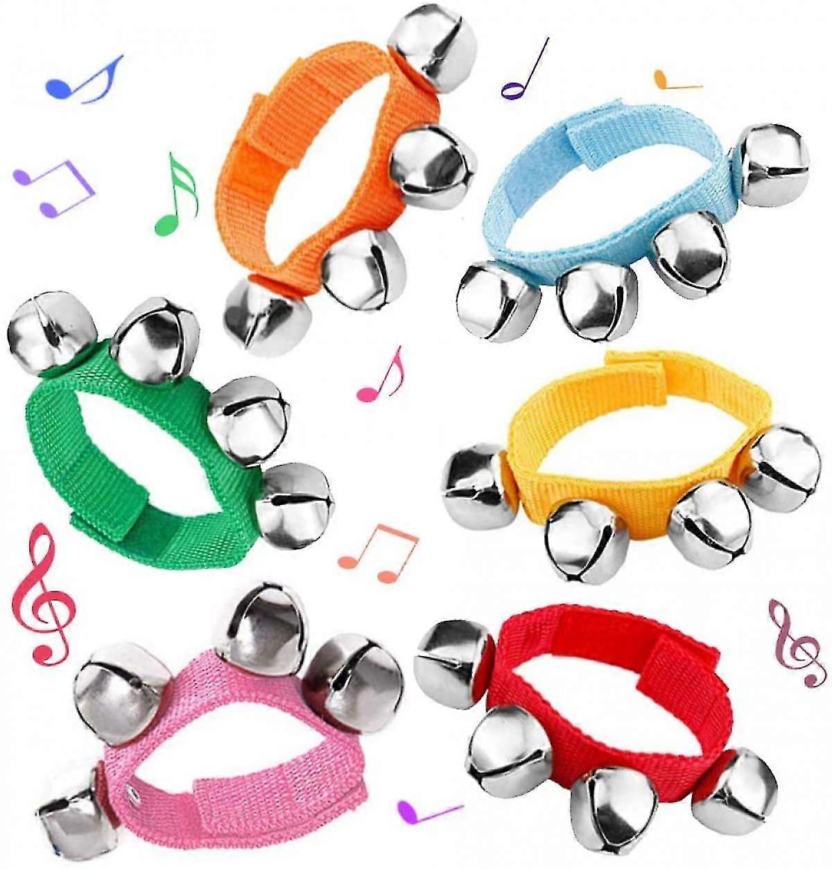 6 Pcs Percussion Instruments, Wrist Bells Jingle Bells Musical Rhythm Toys, Random Colors-MXBC