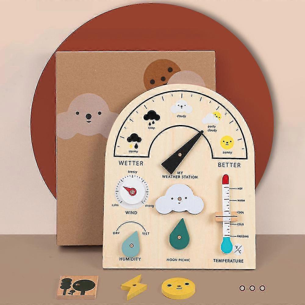 Wooden Weather Station Children's Toy Learning Observatory Weather Knowledge-MXBC