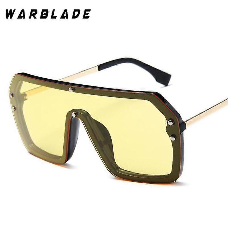 WarBLade 2019 Fashion Vintage Oversized Square Sunglasses Men One Piece Lens Big Frame Sun glasses For Women UV400 Silver Mirror