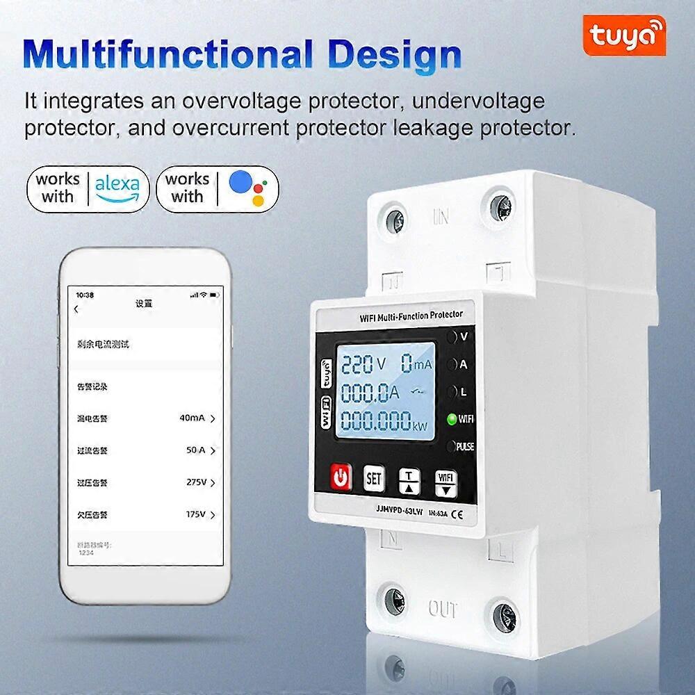 Tuya WiFi Intelligent Reclosing Protector Current Voltage Monitoring Circuit Breaker Switch Power Meter Protections Values