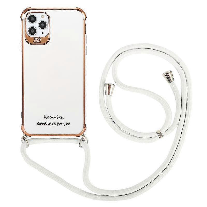 For Iphone 12 Pro Electroplating Tpu Four-corner Shockproof Protective Case With Lanyard