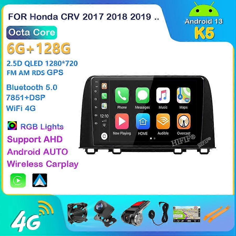 9 Inch Android 13 For Honda CRV 2017 2018 2019 Car Player Radio Video Navigation Multimedia GPS Octa-Core DSP NO DVD