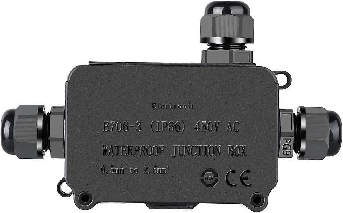 IP66 Waterproof Junction Box - 3 Pole Wire Connector (4-8mm Diameter Wire)