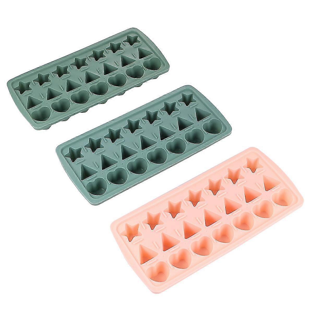 3pcs Creative Star Ice Mold Silicone Ice Box Delicate Ice Mold Ice Maker Ice Making Mold Heart Triangle Ice Grid For Home Shop Kitchen Bar (apricot Pi