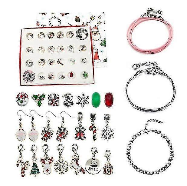 Christmas Advent Calendar Countdown Diy Charm Bracelet Making Kits 24 Days Countdown Calendar Bracelets Set