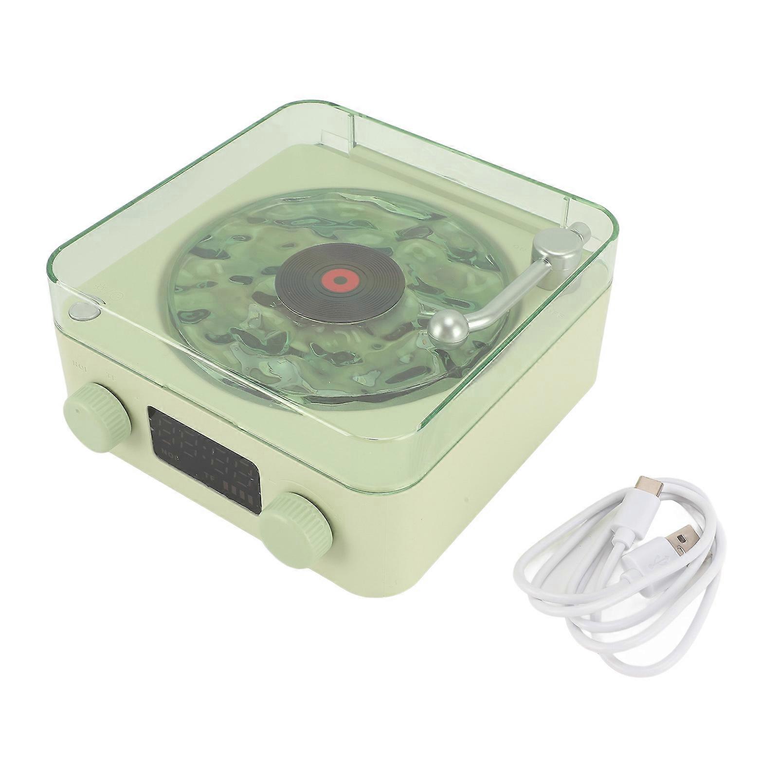 Waves Player Cordless Portable Speaker Compact Stereo Sound Vintage Design Ambient Light for Sleep Relaxing Bedroom Green