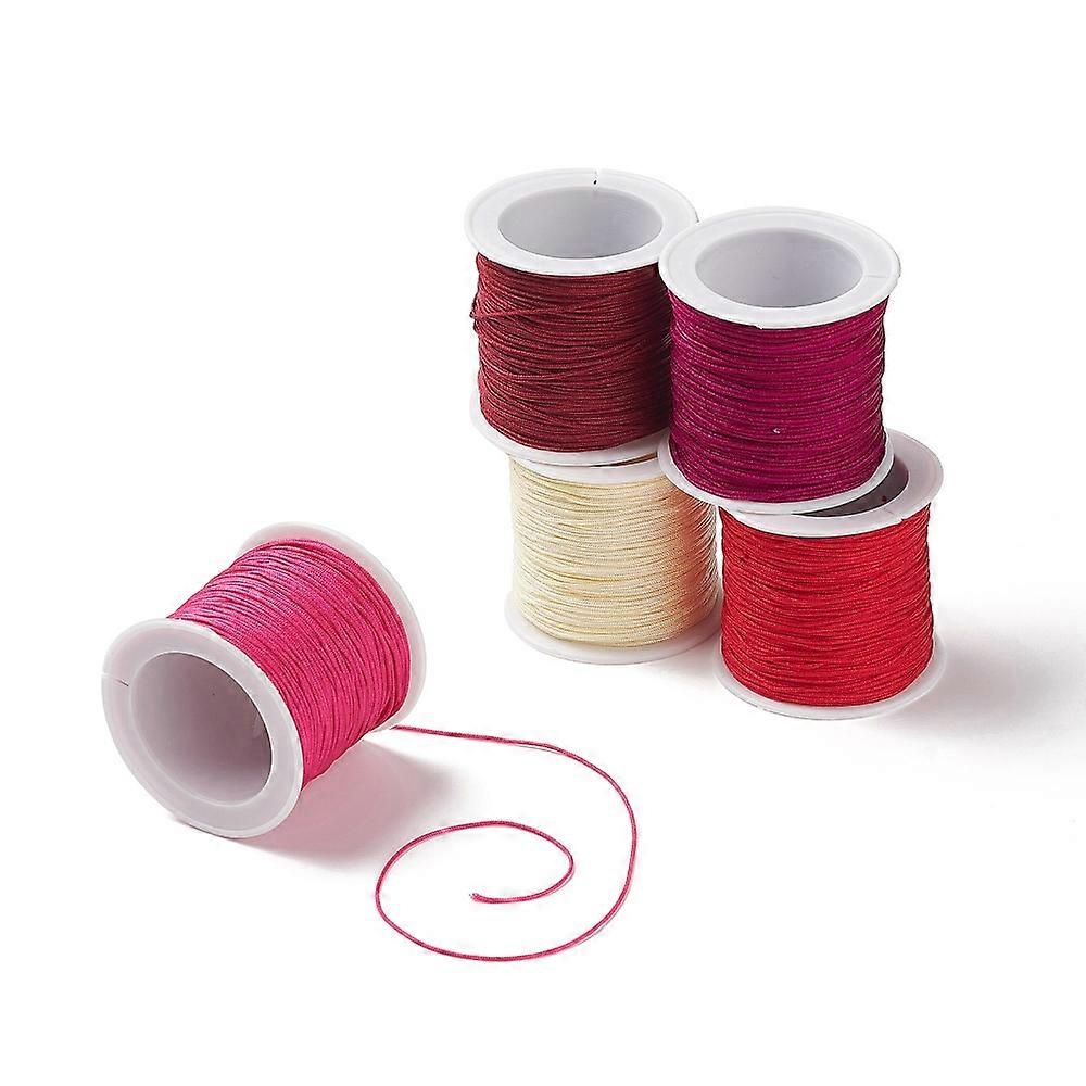 5 Rolls 5 color Nylon Thread Cord DIY Braided Ball Jewelry Making Cord Mixed Color 0.8mm about 38.27 yards(35m)/roll 5 color 1roll/color 5roll