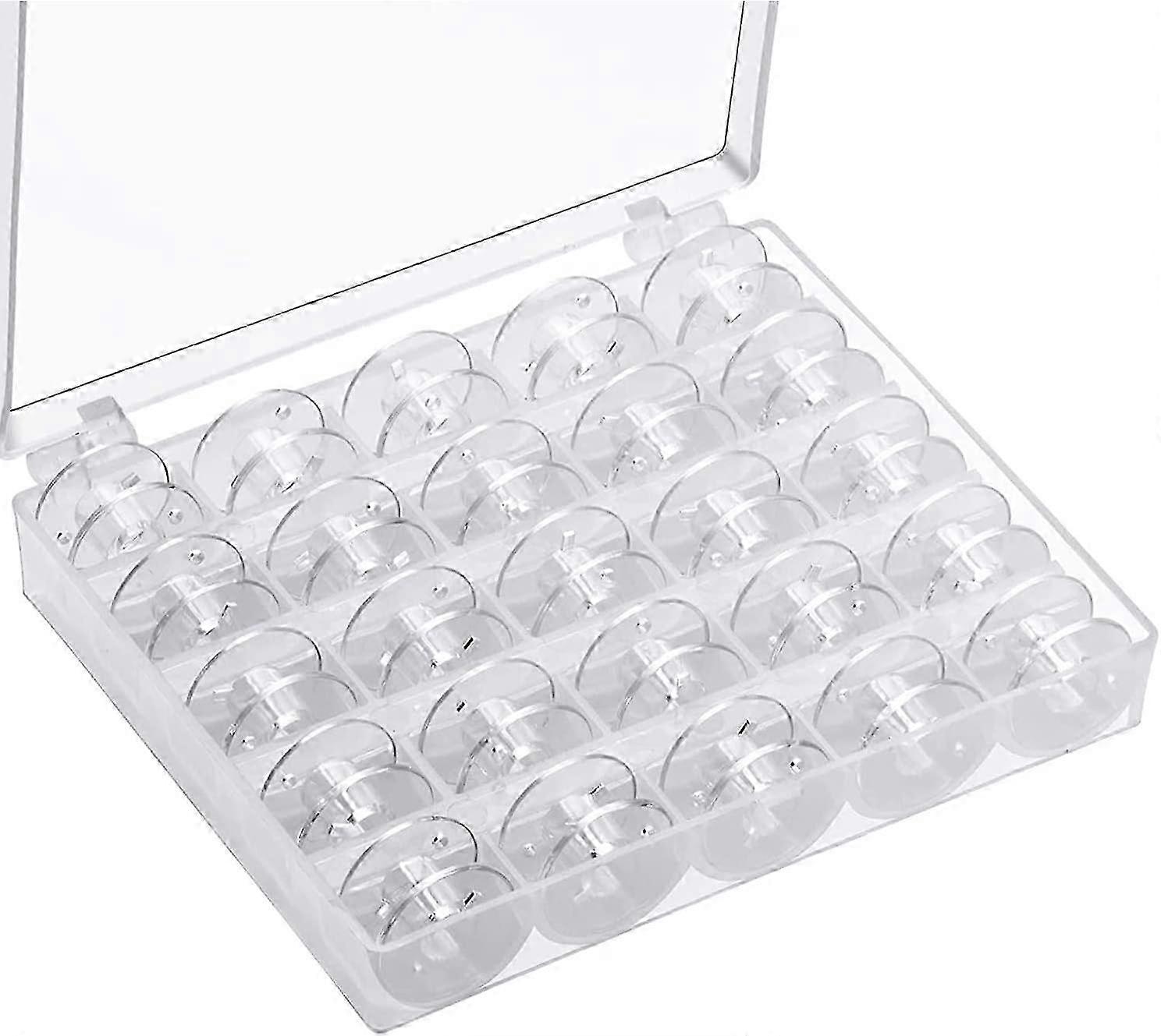 Sewing Machine Bobbins (25 PCS) - Transparent Plastic Bobbins