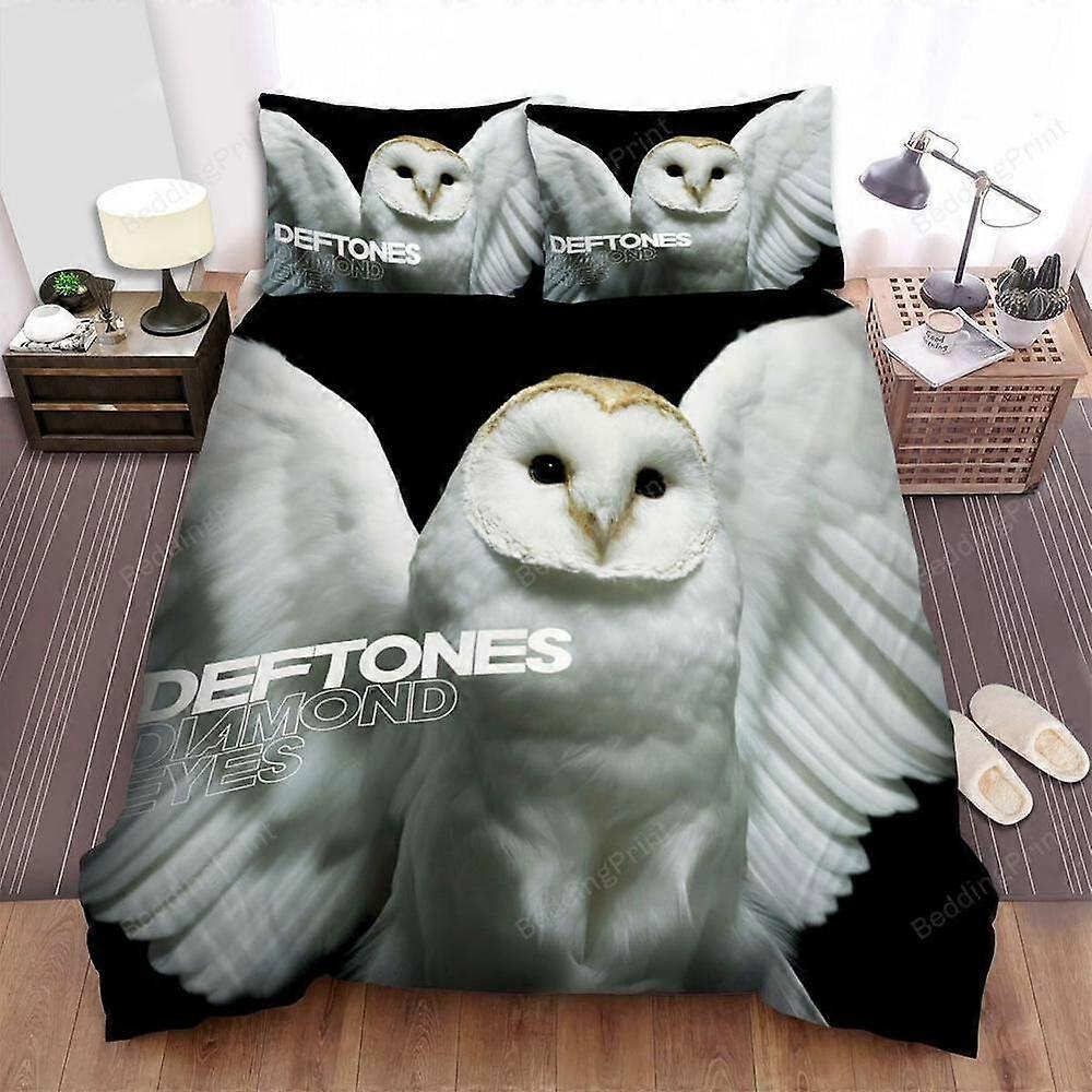 v2048 ملاءات سرير Deftones طقم غطاء لحاف لحاف عيون ماسية Doona Cover مزدوج كوينمجموعة مفروشات من 3 قطع (1 غطاء لحاف + 2 وسادة) ملاءات سرير