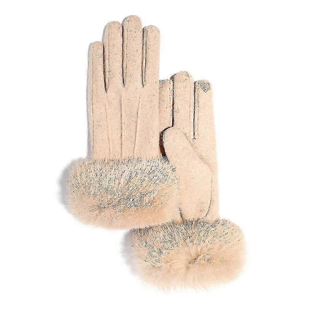 Winter gloves Warm lined cold gloves for texting with touch screen(Apricot)