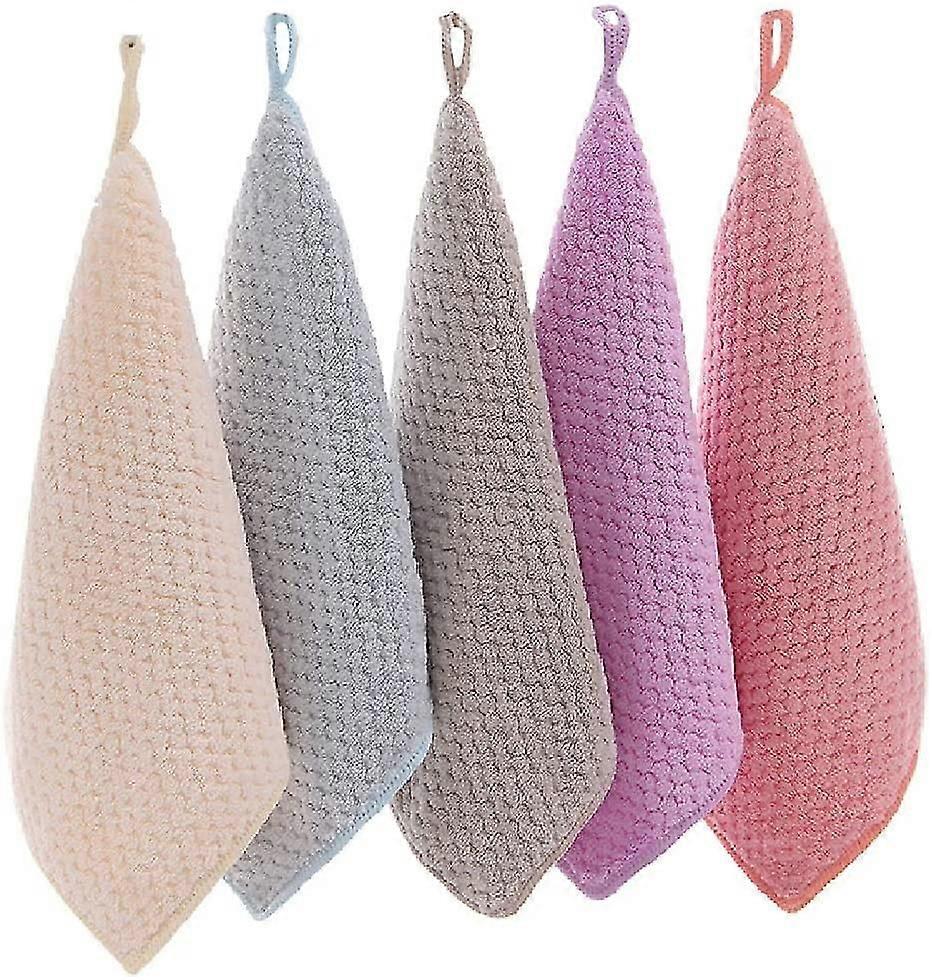 5 Piece Hand Dry Towel Hanging Loop Fast Hand Towel Square Hanging Hand