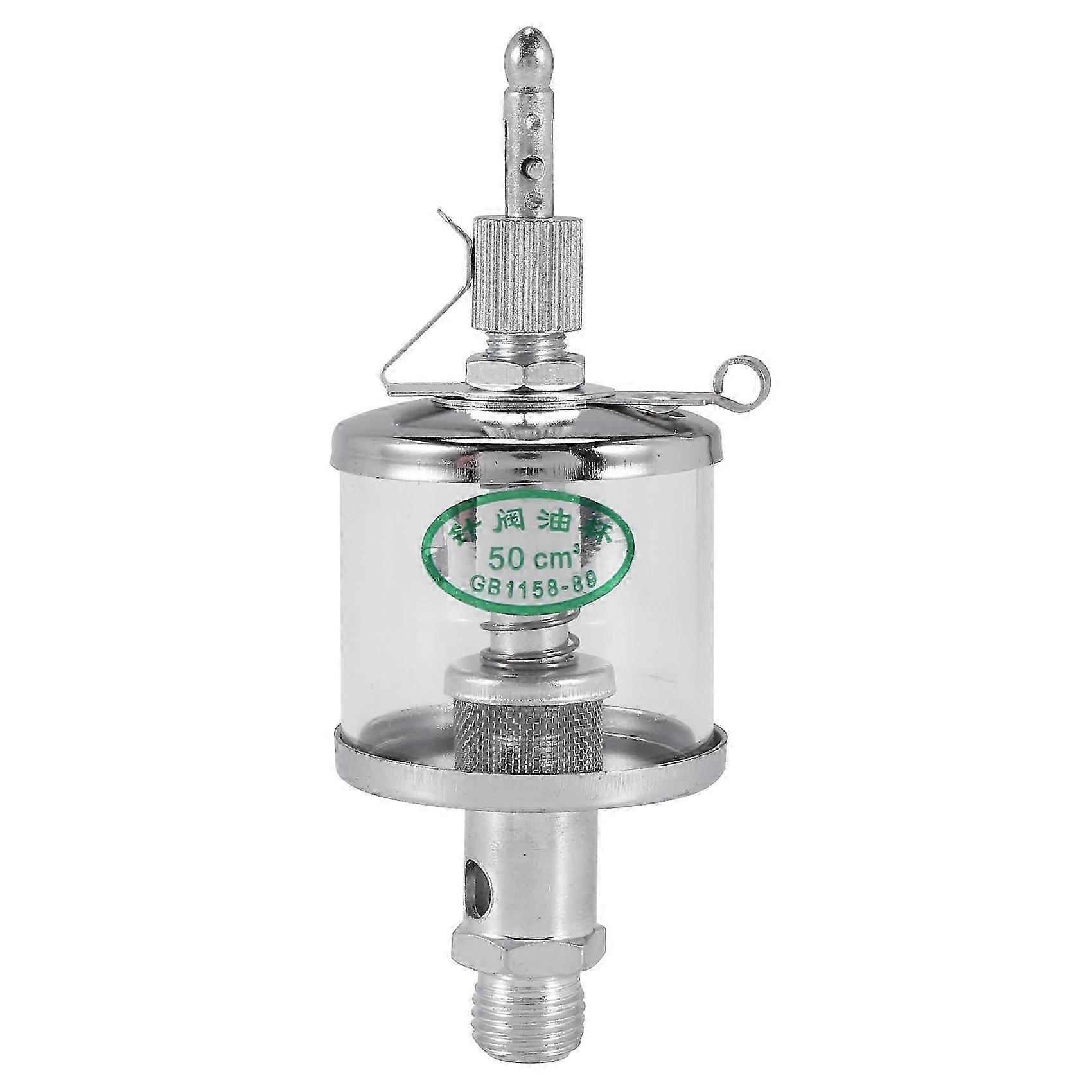 50mL Engine Machine Lubricator Oil Gravity Drip Feed Oiler Clear+Silver