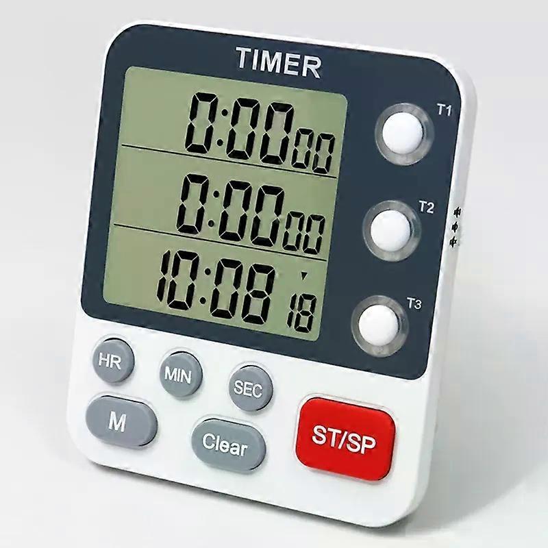 Digital Dual Kitchen Timer 3 Channels Count UP/Down Timer Cooking Timer Stopwatch Large Display Adjustable Volume