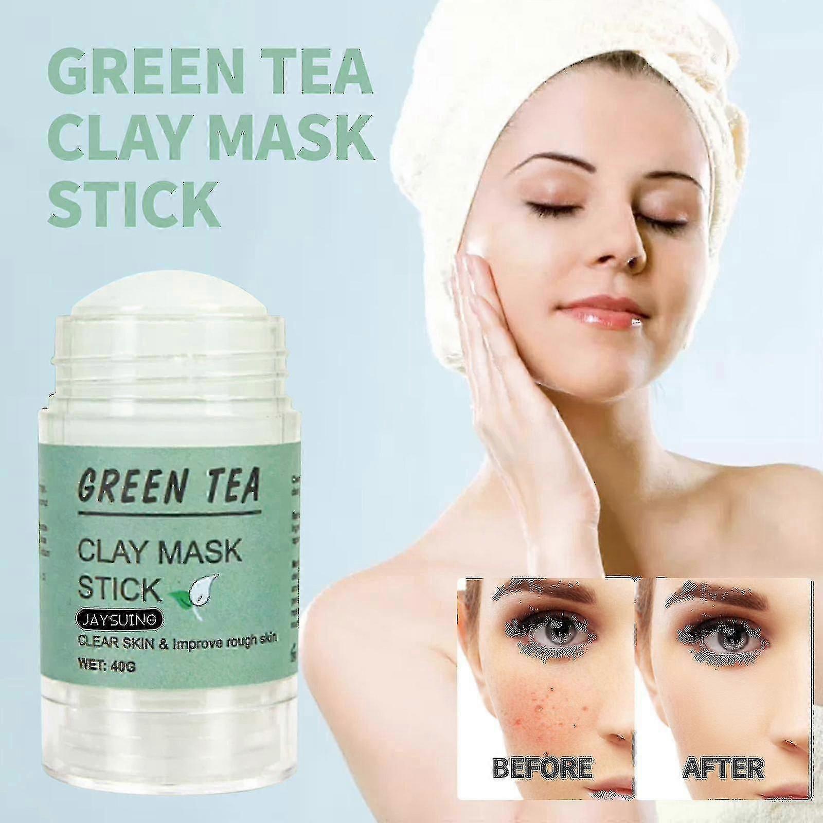 Jaysuing green tea clay mask stick deep cleansing, tightening pores, lightening stains and removing blackheads clay mask stick