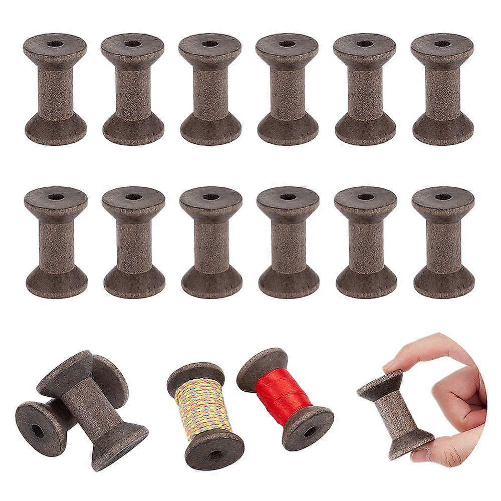 20Pcs Wooden Bobbins DIY Sewing Tools Coffee 50mm