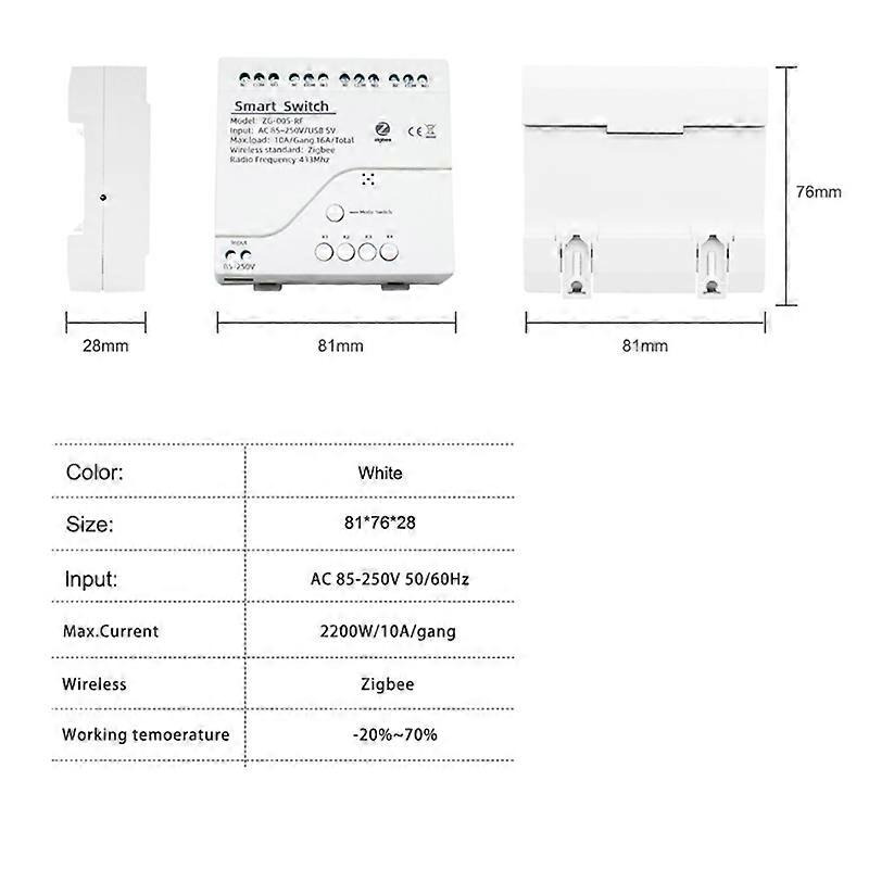 4CH Tuya Zigbee Smart Switch Module 85-250V Relay Smart Home Remote Control Works with Gateway for