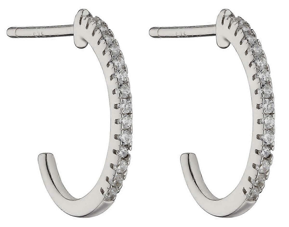 Beginnings Open Gemstone Hoop Earrings - Silver