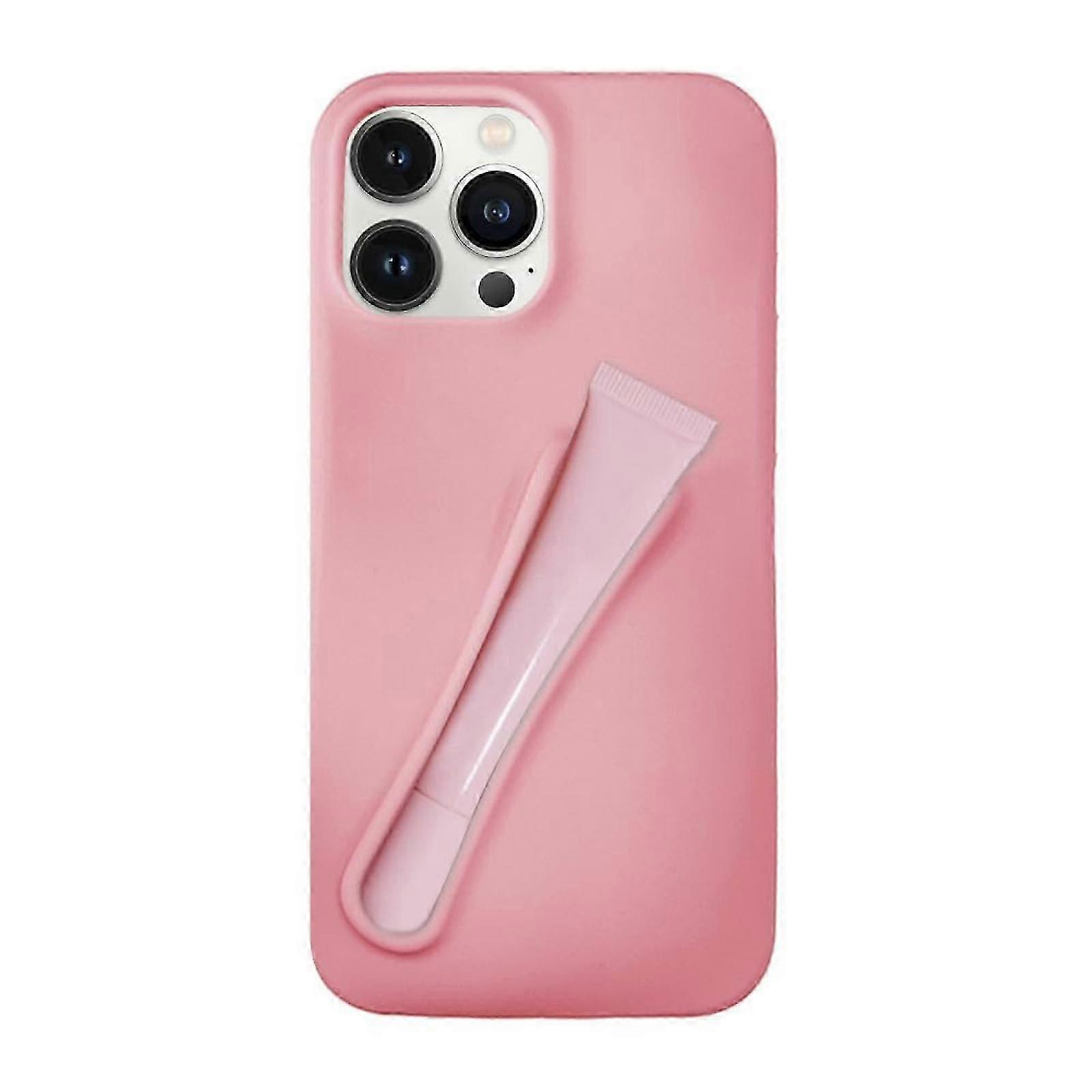 Universal Lip Gloss Phone 13 14 15 Pro Case - Premium silky silicone lip gloss and phone case with fluffy back and tactile buttons for easy grip -GSL