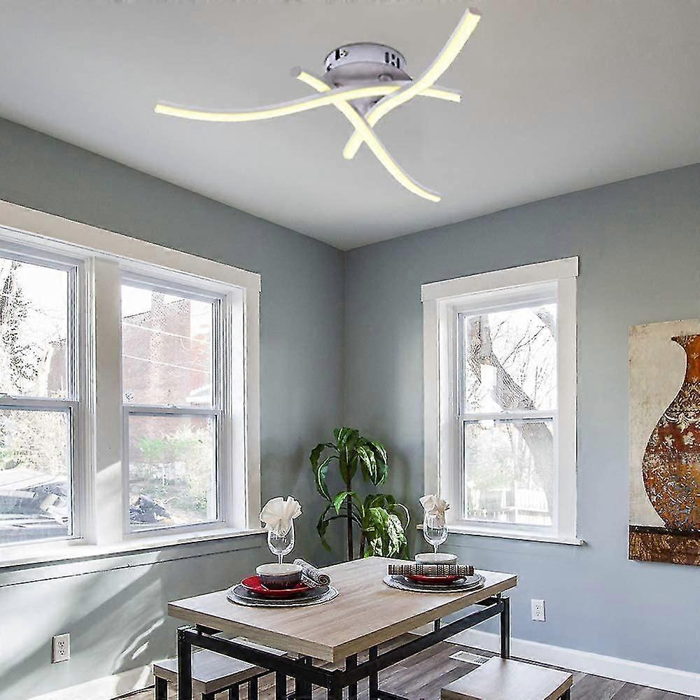 3-light Modern Led Ceiling Light, 21w Curved Design Ceiling Lamp Fixture Brushed Niel, 3000k Flush Mount Ceiling Lights For Kitchen/hallway/bedroom/,0