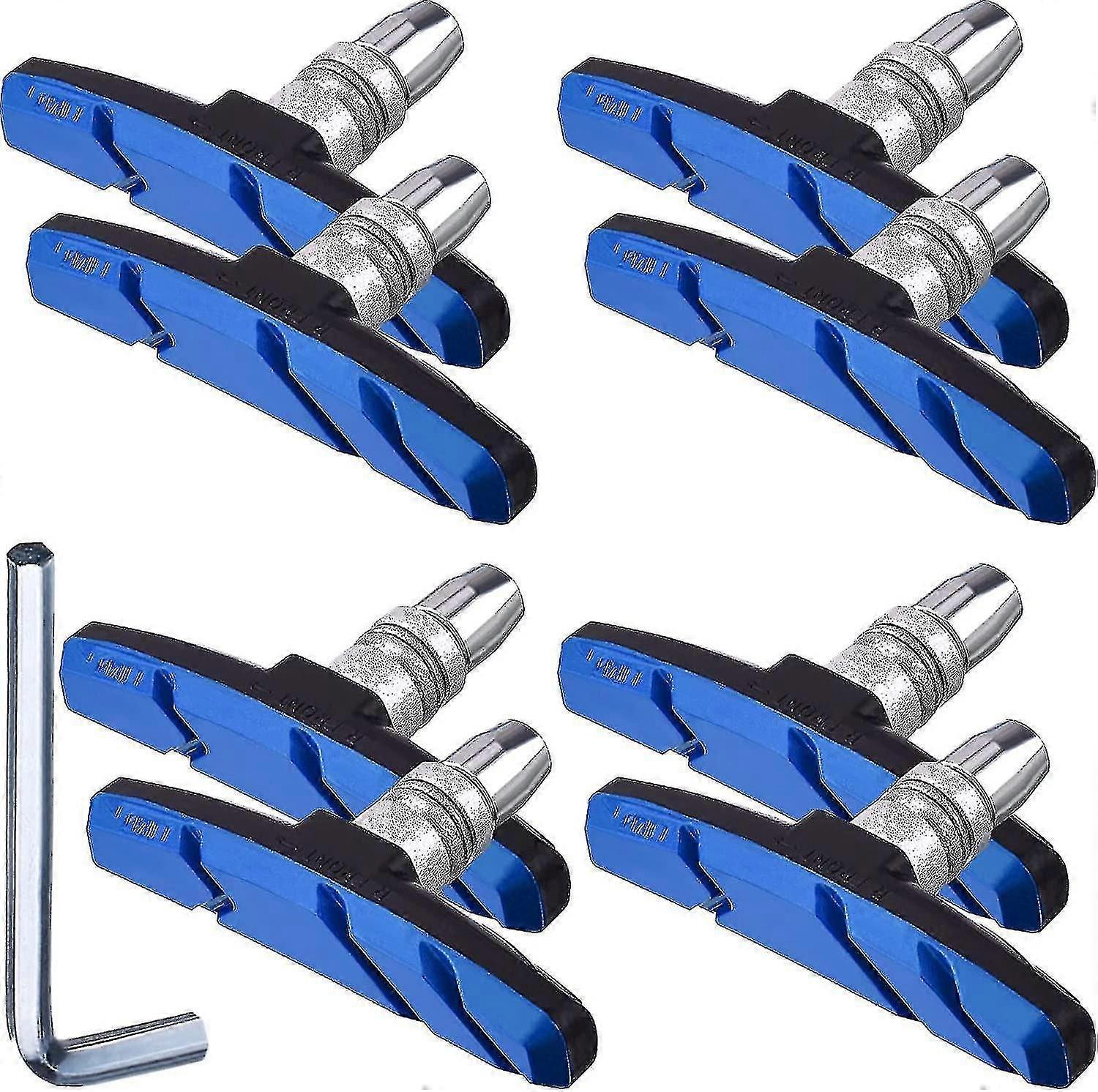 4 Pairs Bike Brake Pads With Hex Nuts And Spacers V Bicycle Brake Blocks Set 70 Mmblack