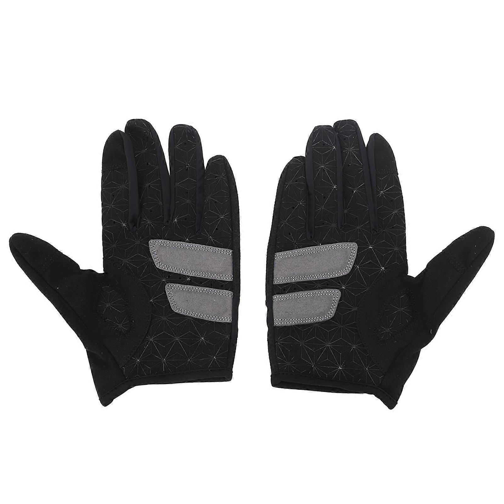 1 Pair Cycling Shock Absorbing Dual Finger Touch Screen Light Thin Elastic Mountain Bike Gloves with Towel Cloth
