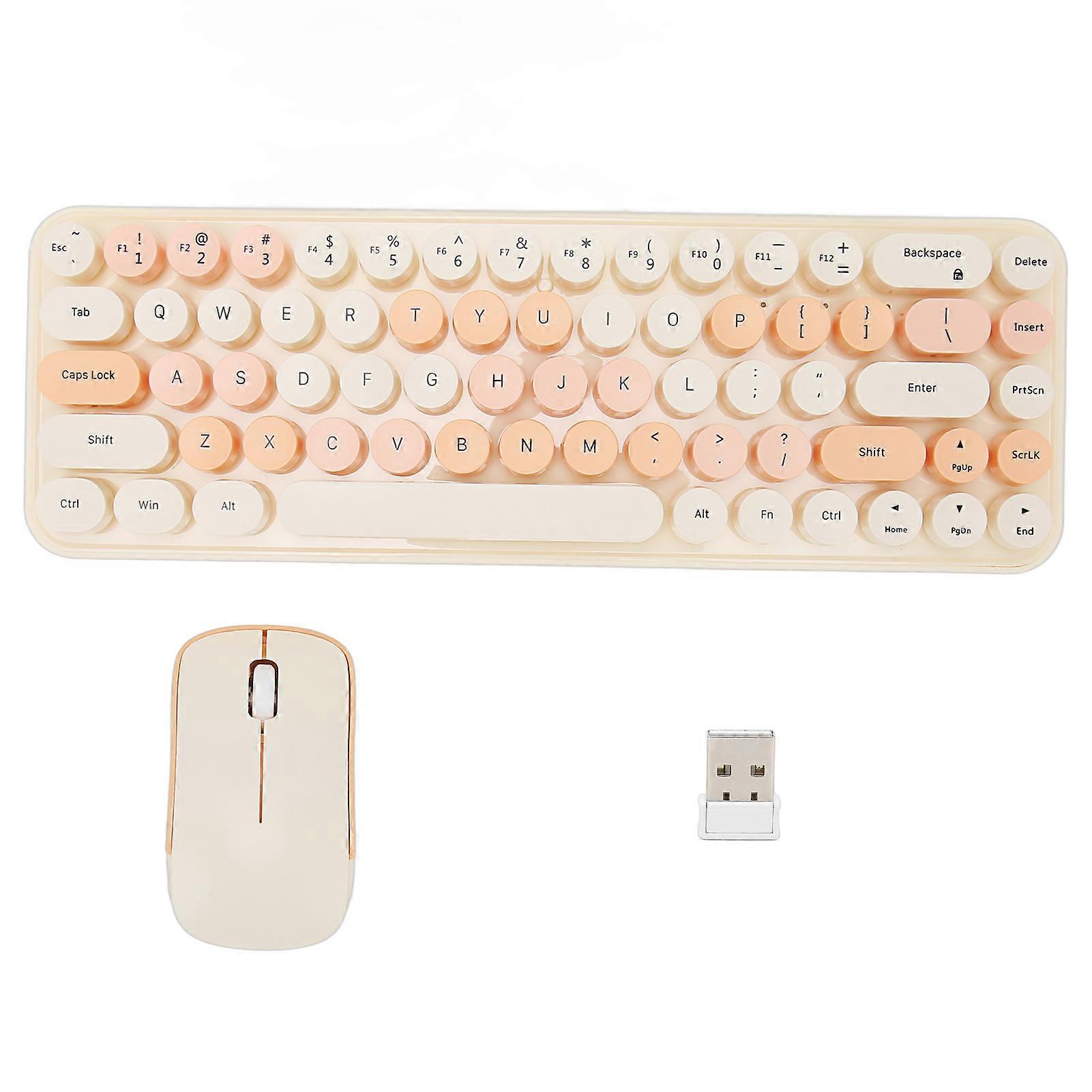 Clavier Souris Sans Fil Combo Retro 68 Rond Keycaps 2.4GHz Sans fil